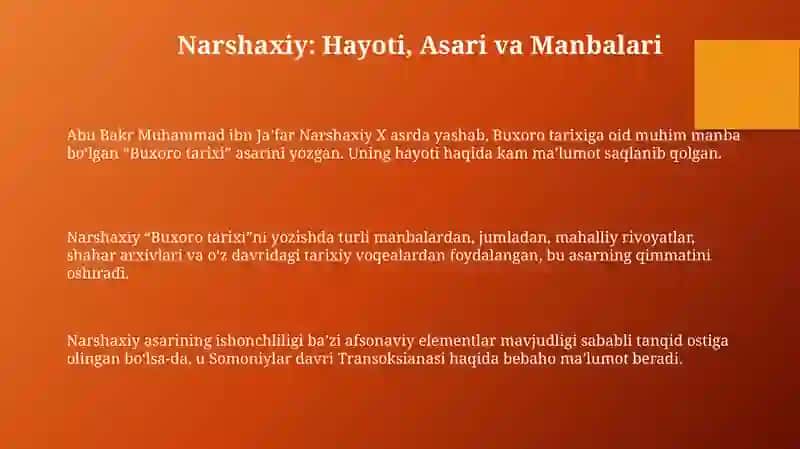 Narshaxiyning“Buxoro tarixi”asaridaMovarounnahrtarixi 3