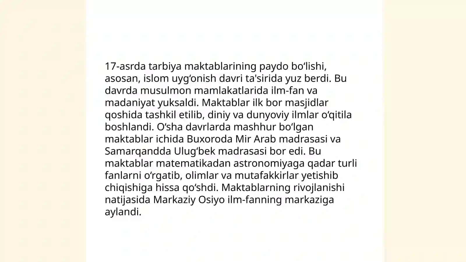 17-asrda tarbiya maktablarining paydo bo‘lishi 3