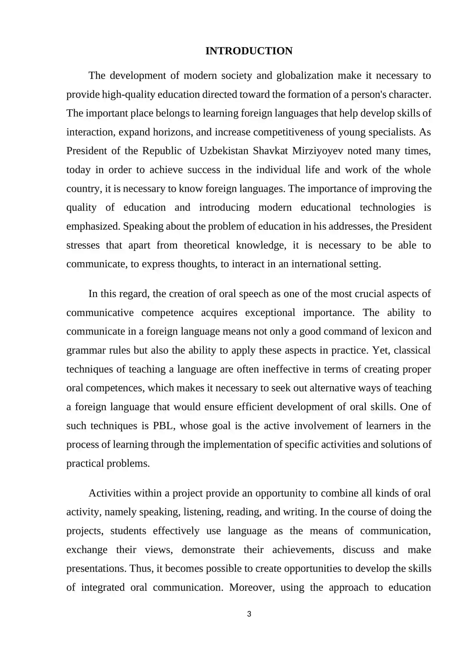 USING PROJECT: BASED LEARNING TO ENHANCE INTEGRATED ORAL COMMUNICATION 3