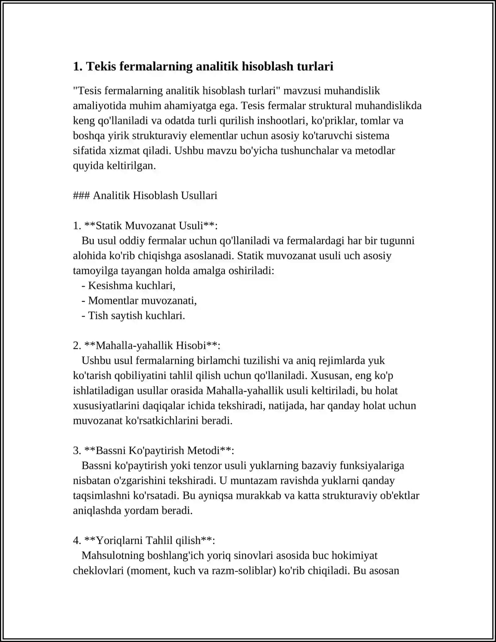 TEKIS FERMALARNI ANALITIK HISOBLASH 3