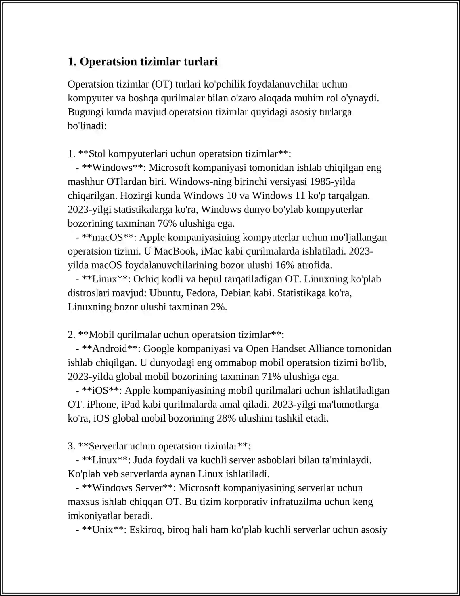 ZAMONAVIY OPERATSION TIZIMLAR VA QOBIQ DASTURLAR BOʻYICHA UMUMIY MA'LUMOT 3