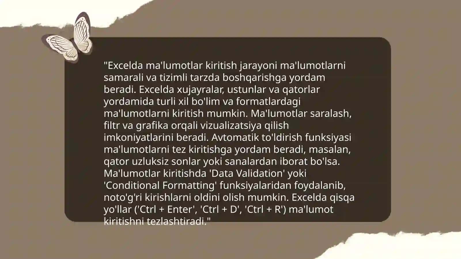 Excelda ma'lumotlar kiritish va tahrirlash 3