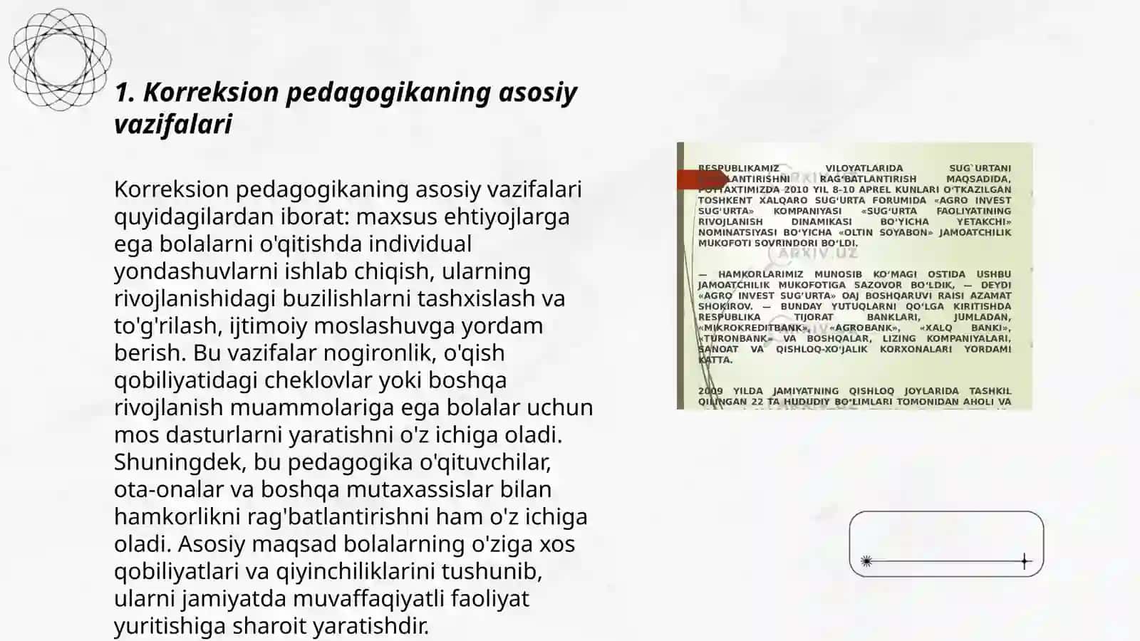 Korreksion pedagogikaning asosiy vazifalari, tamoyillari va metodlari 3