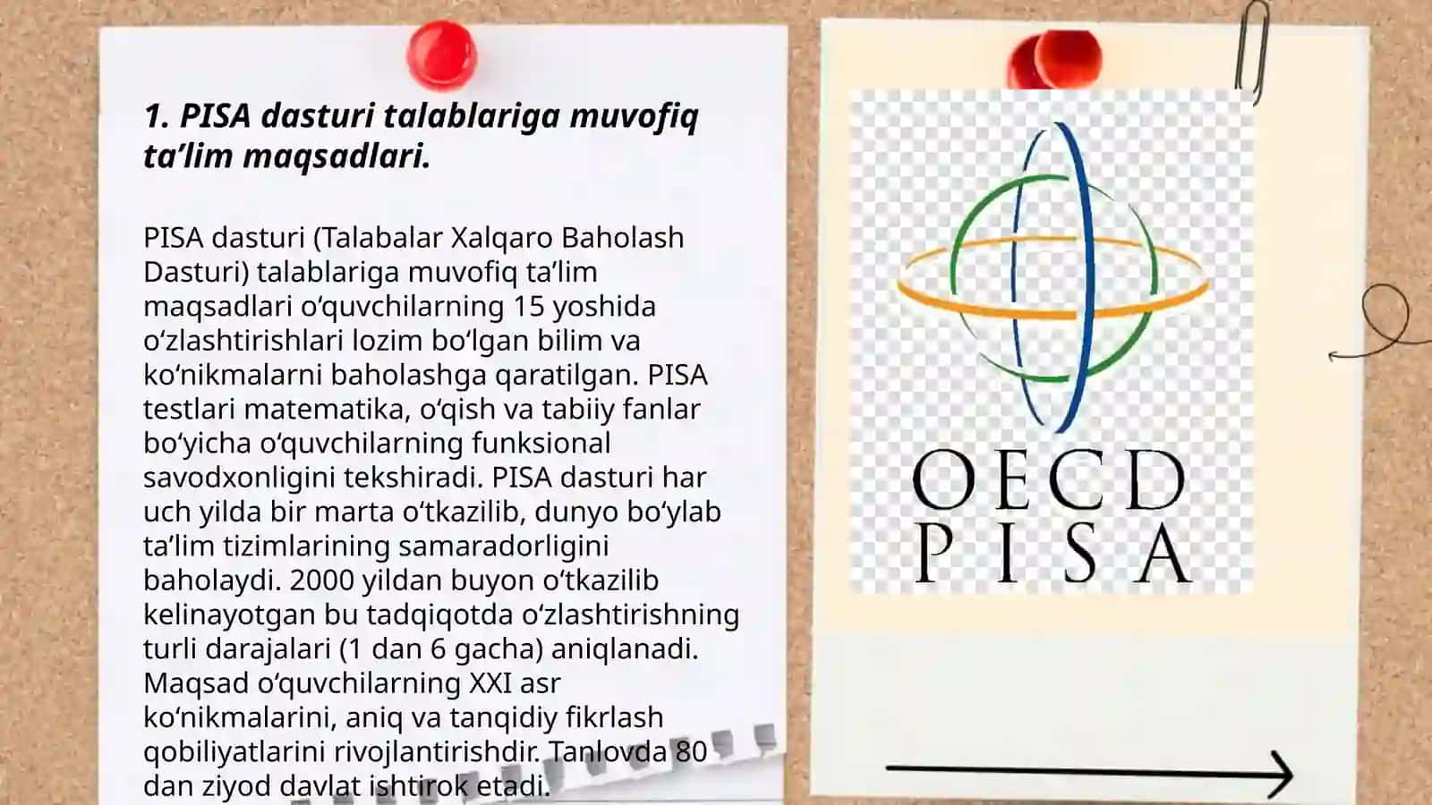 PISA xalqaro baholash dasturi talablari asosida ta'lim shakl, metod va vositalari yordamida òquvchilar kompetentsiyalarini shakllantirish 3