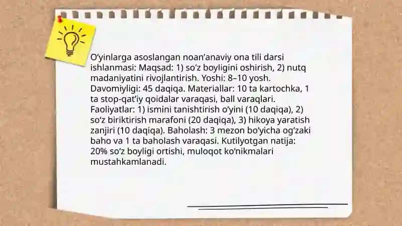 Oʻyinlarga asoslangan noanʼanaviy ona tili darsi ishlanmasi 3