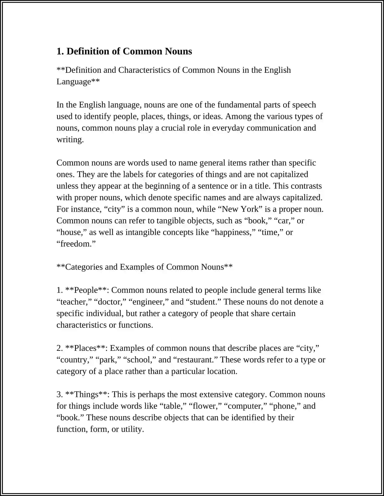 Definition and Characteristics of Common Nouns in the English Language 3