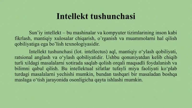 Suniy intelekt taqdimot 3