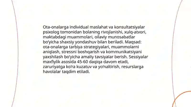 Psixologning ota-onalar bilan olib boriladigan ishlari 3