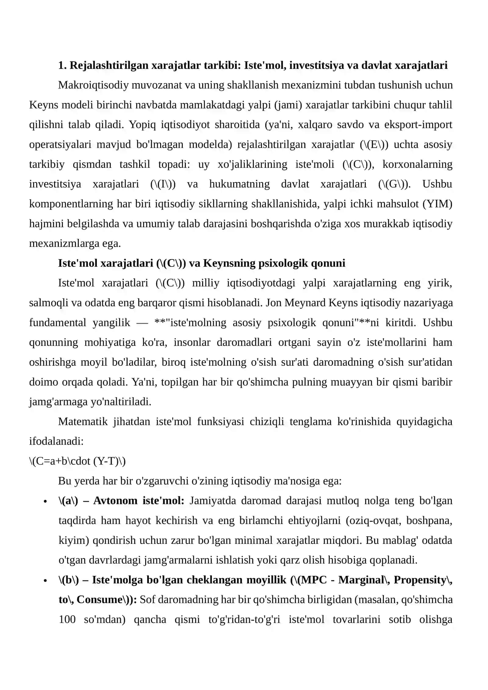 KEYNSNING DAROMADLAR VA XARAJATLAR MODELI 3