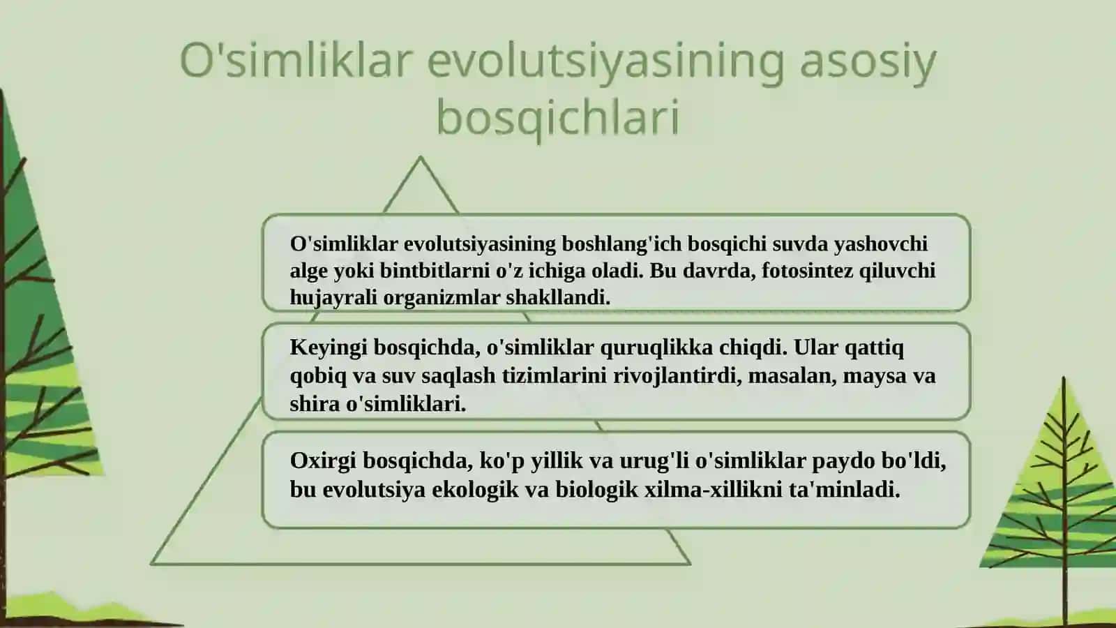 O'simliklar evolutsiyasining asosiy bosqichlari 3