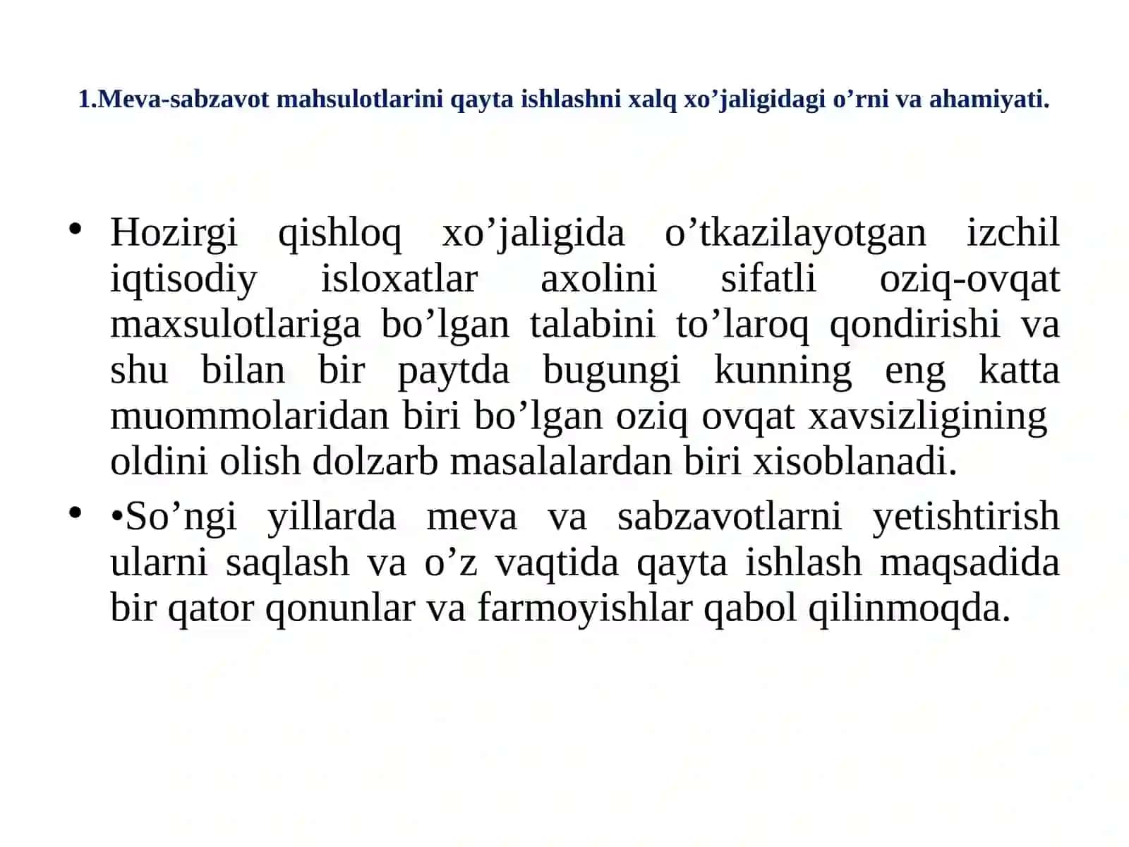 QISHLOQ XO’JALIK MAHSULOTLARINISAQLASH VA QAYTA ISHLASH TEXNOLOGIYASI 3