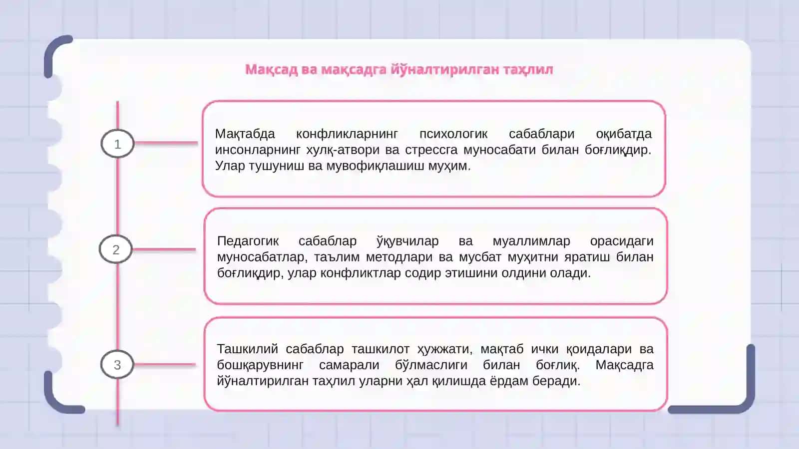 Конфликтларнинг психологик, педагогик ва ташкилий сабаблари таҳлили 3