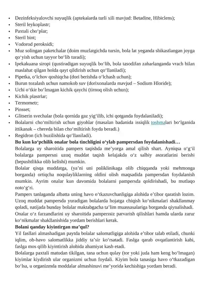 Chaqaloq bola va 5 yoshgacha bo'lgan bolarni parvarishlash 3