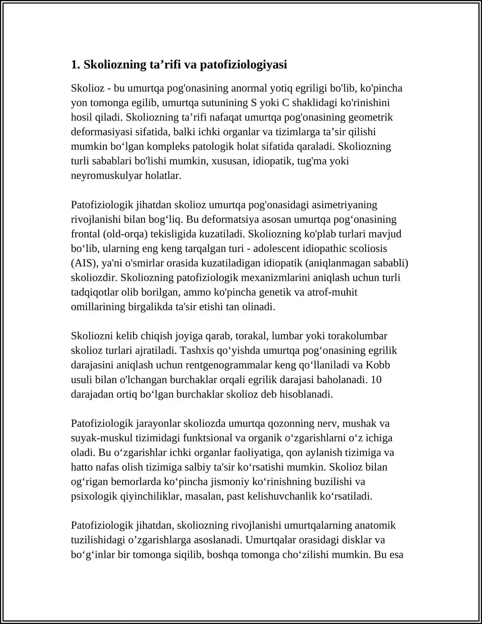 SKOLIOZ: KLINIKASI, TASNIFI VA DAVOLASH. OYOQ O‘QI DEFORMASTIYALARI 3