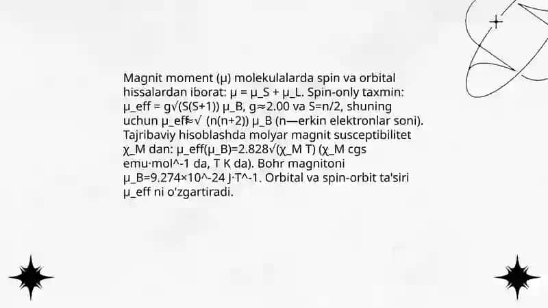 Molekulalarning magnit xususiyati 3