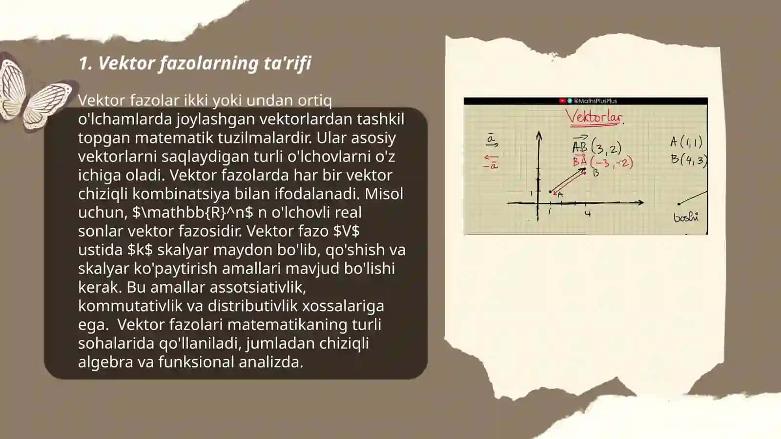 Vektor fazolar.Arifmetikaning asosiy teoremasi 3