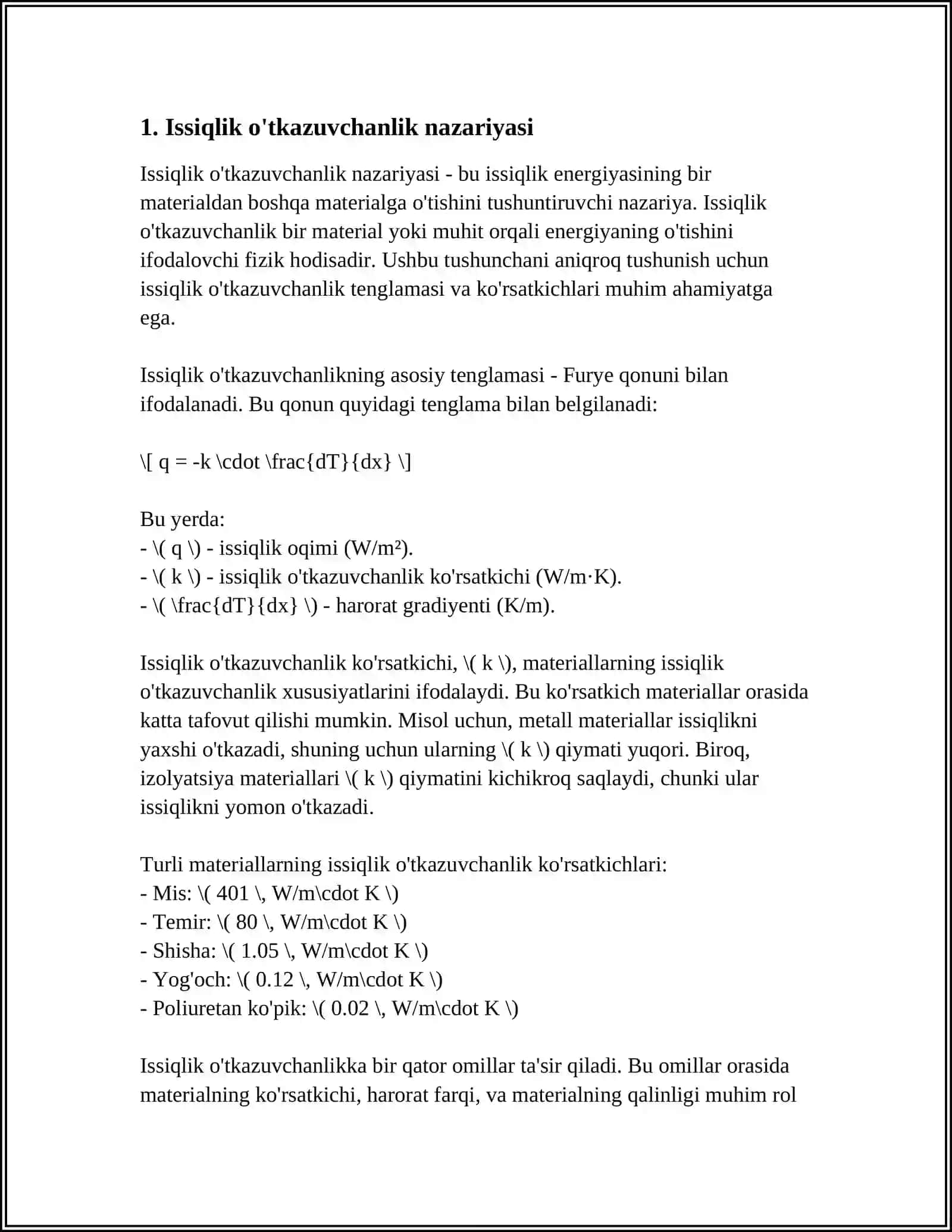 DAVRIY ISHLOVCHI PECHLARNING ISIQLIK HISOBI 3