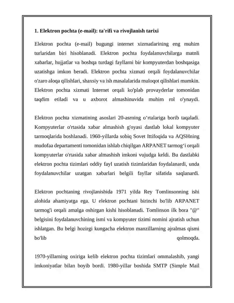 INTERNET VA INTERNET XIZMATLARI.ELEKTRON POCHTA XIZMATLARI 3