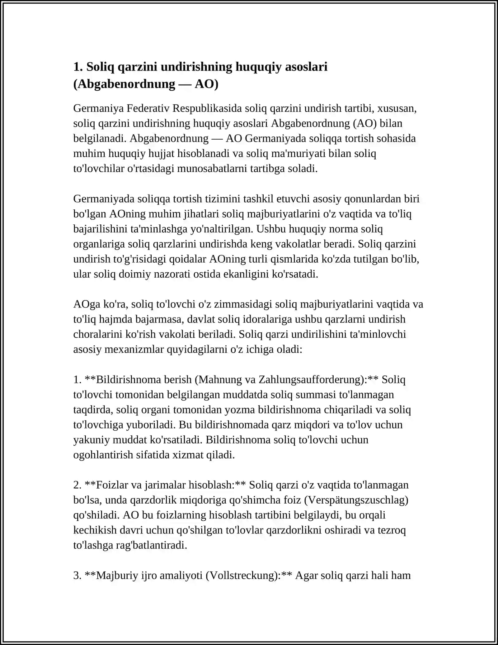 GERMANIYA FEDARATIV RESPUBLIKASIDA SOLIQ QARZINI UNDIRISH TARTIBI 3