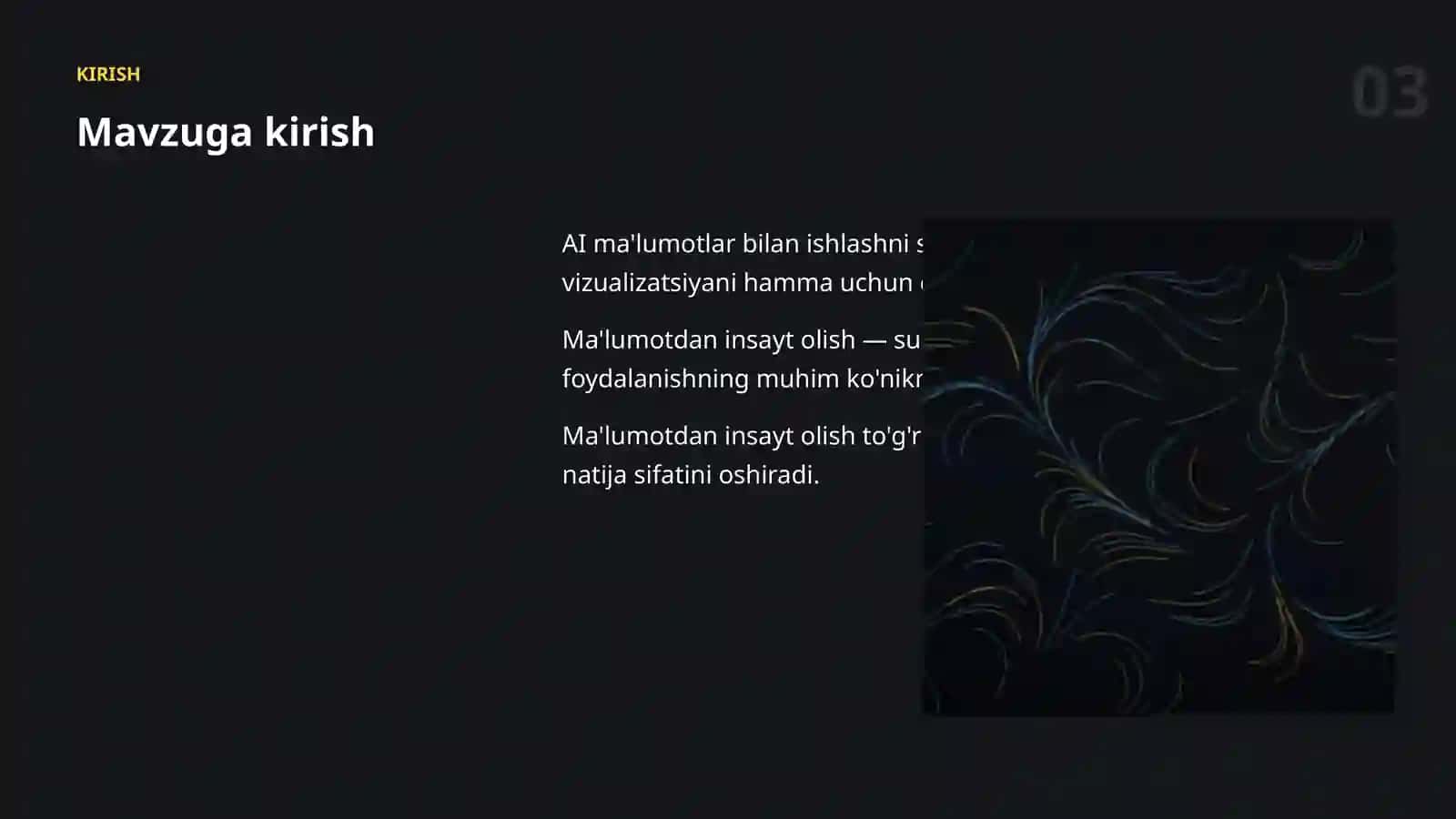 Sun'iy intellekt bo'yicha amaliy taqdimot · III to'plam 3