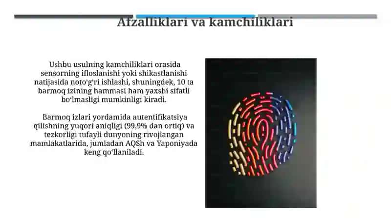 Barmoq iziga asoslangan autentifikatsiya usuli va uning xususiyatlari 3