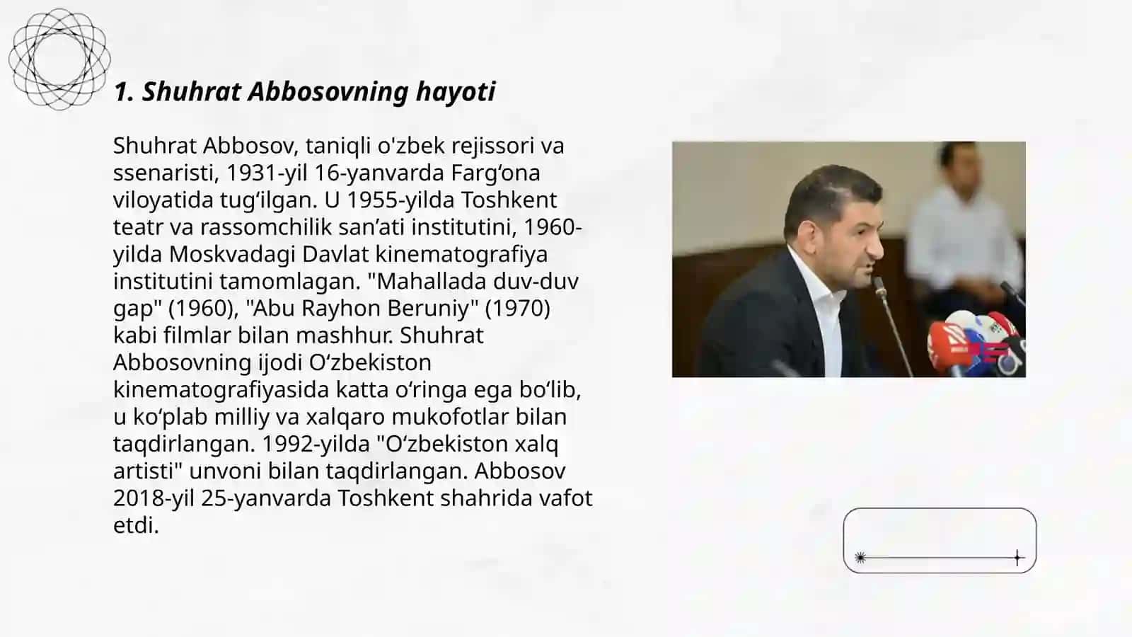 Shuhrat Abbosovning hayoti 3