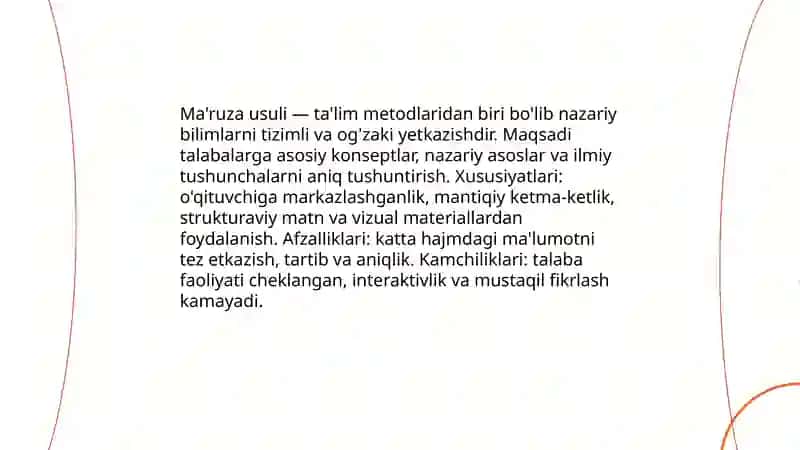 Ma'ruza usuli 3