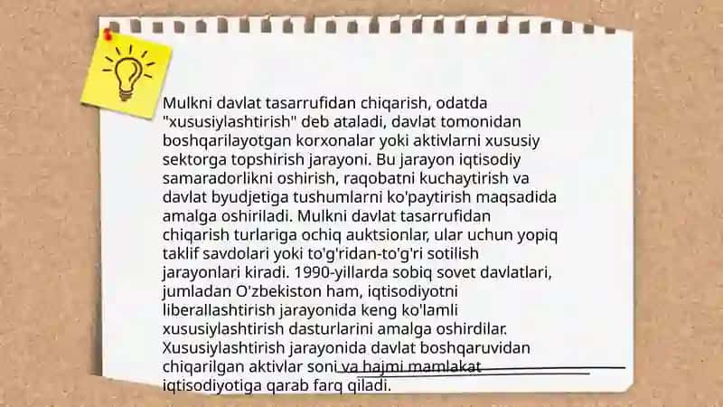 Mulkni davlat tasarrufidan chiqarish va xususiylashtirishning maqsadi shakllari va usullari 3