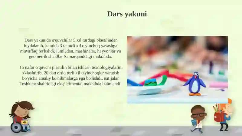 Texnologiya darslarida plastilindan turli o‘yinchoqlarni yasash 3
