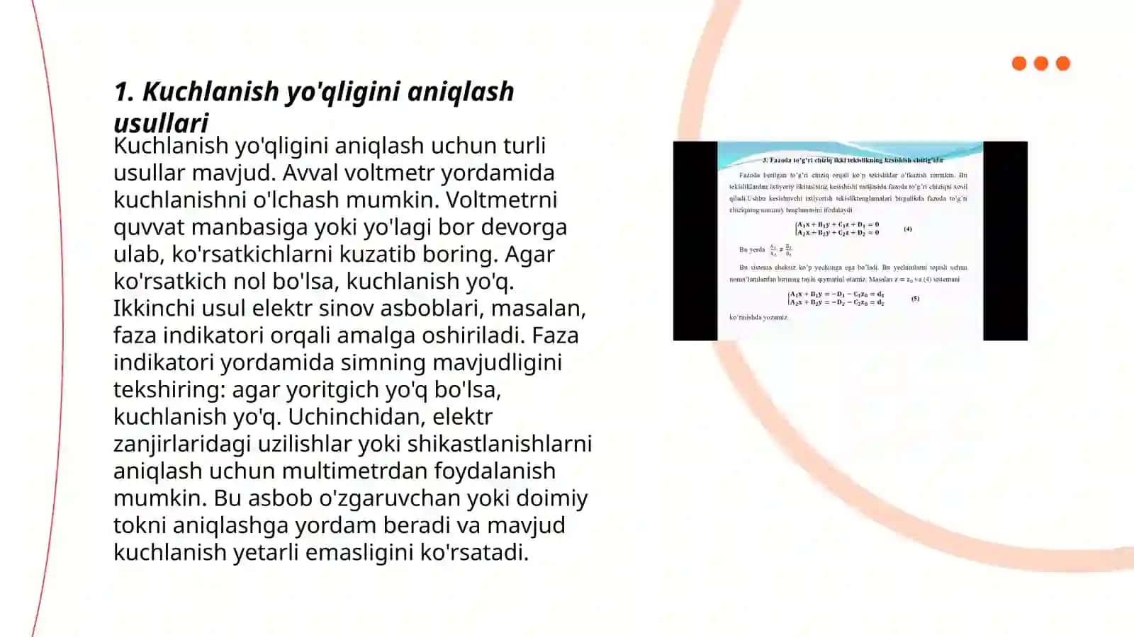 Kuchlanish yo'qligini aniqlash usullari 3