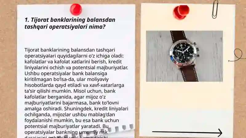 Tijorat banklarining balansdan tashqari operatsiyalari va ularni turlari 3