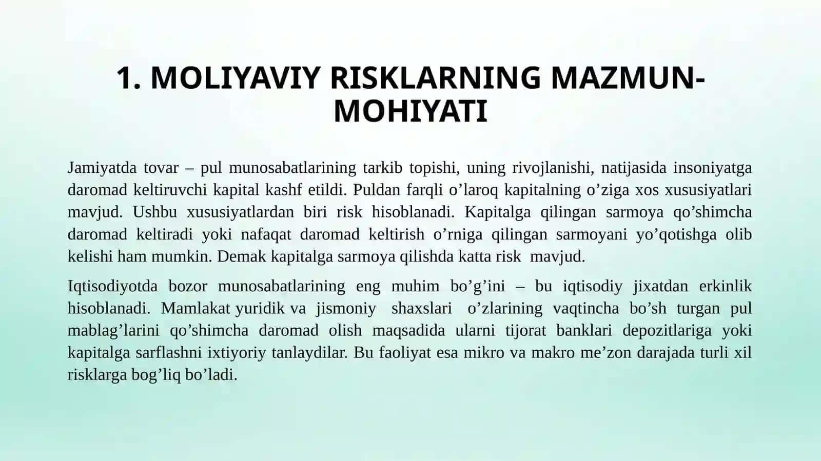 Moliyaviy risklarning tavsifi va tasnifi 3