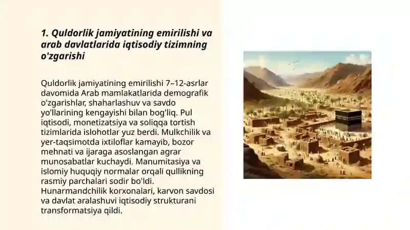 Quldorlik jamiyatining emirilishi davrida arab davlatlaridagi iqtisodiy g'oyalar 3