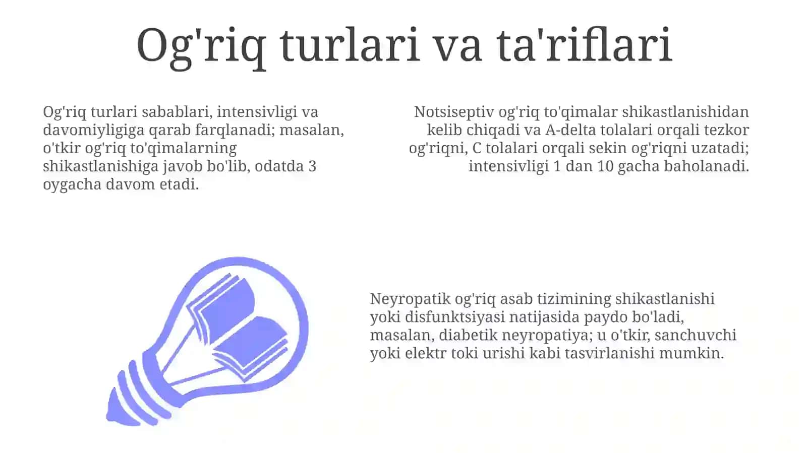 Compare types of pain and their description 3