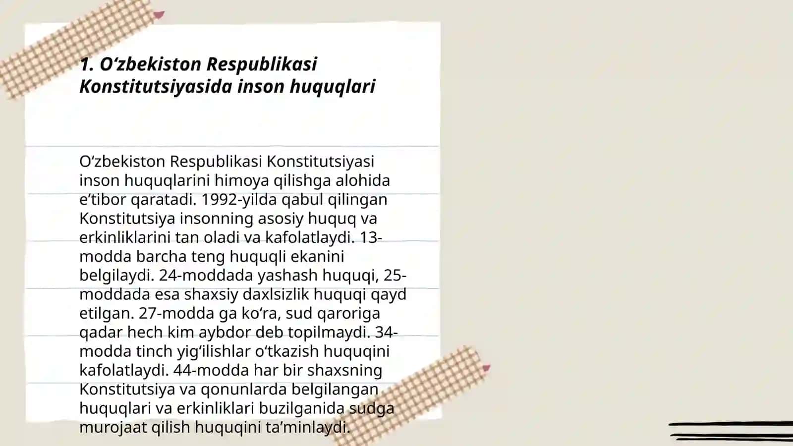 O'zbekistonda inson huquqlari va erkinliklari kafolatining yaratilishi 3