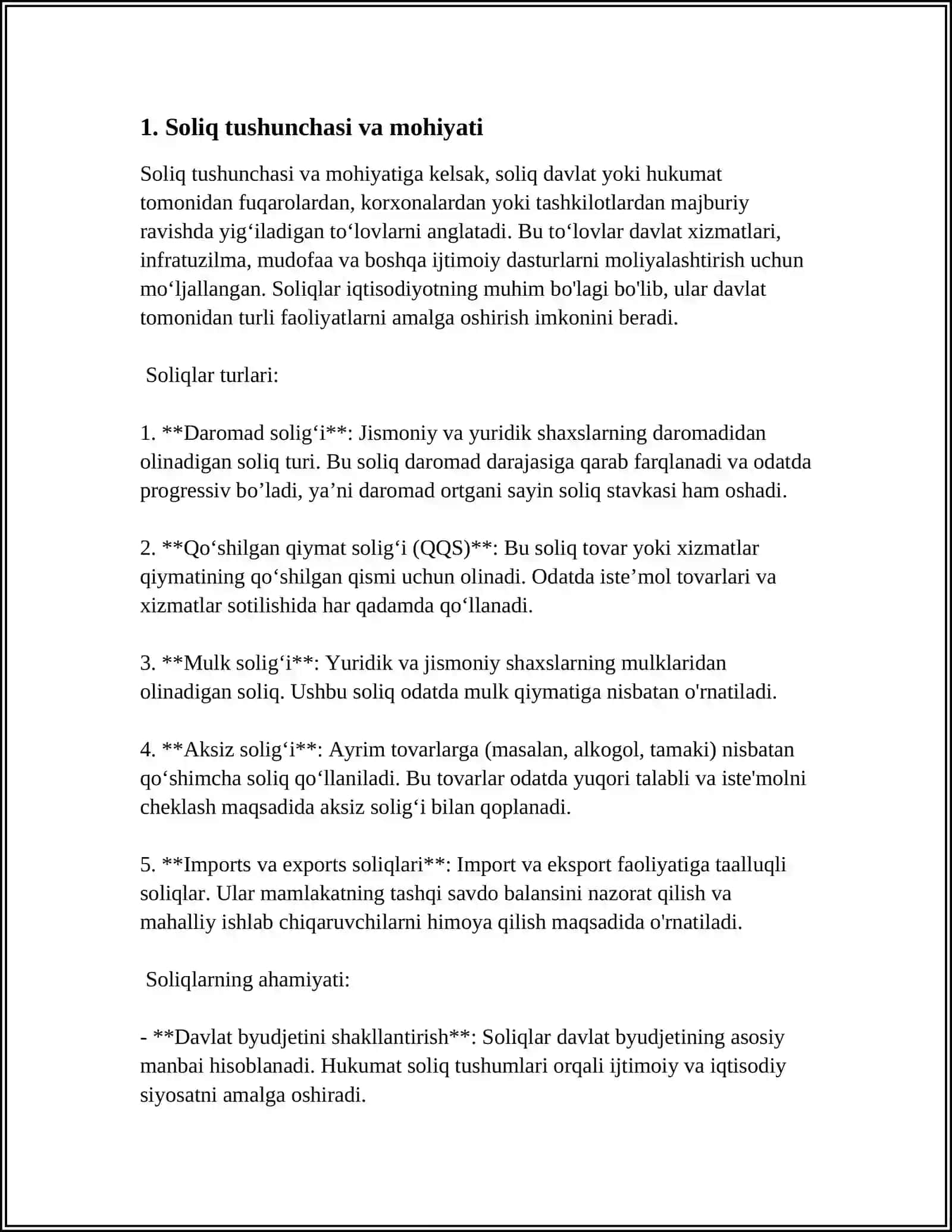SOLIQLAR, ULARNING VAZIFALARI VA TURLARI 3