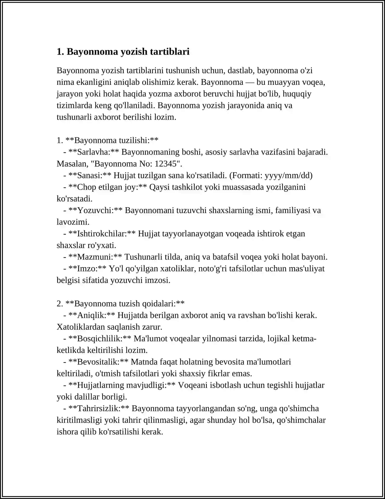 BAYONNOMA KÕRSATMA BUYRUQGA NAMUNA YOZISH 3