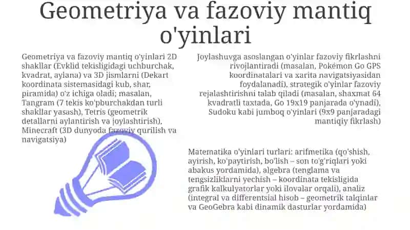 Matematik o`yinlarning turlari va ularni tanlash mezonlari 3