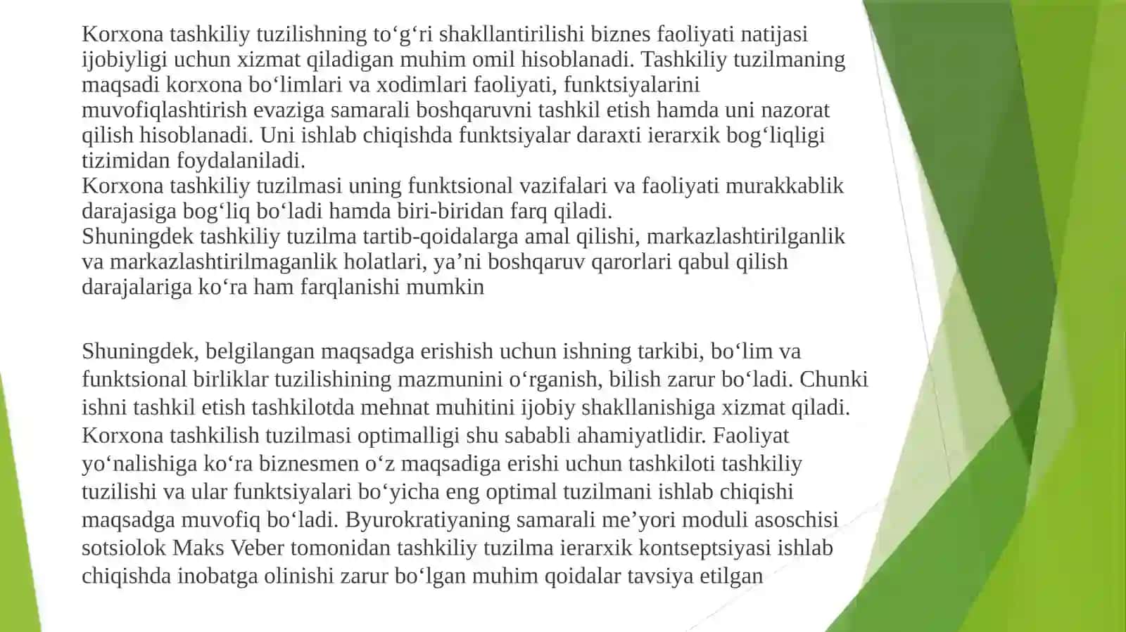 Korxona ning tashkiliy tuzilishi va funksiyalari darchasi erarxik bog’liqli gi sxemasi ma’ zmuni 3