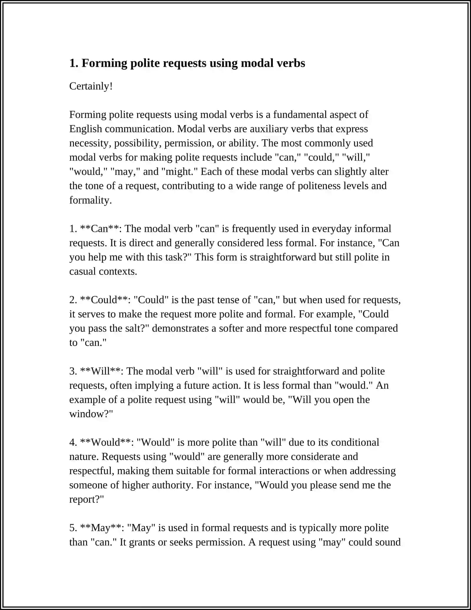 Forming Polite Requests Using Modal Verbs 3