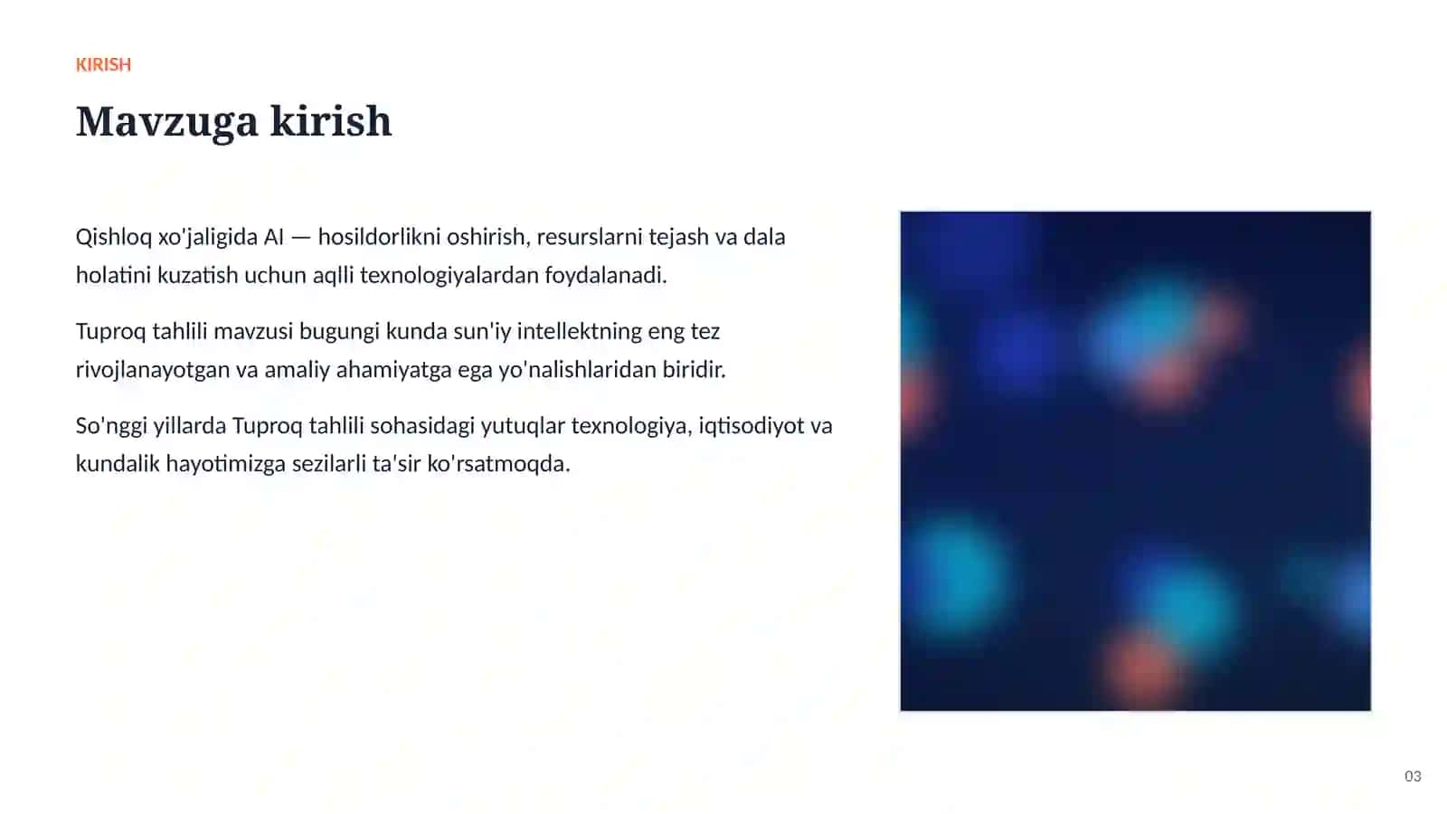SUN'IY INTELLEKT • AI QISHLOQ XO'JALIGIDA 3