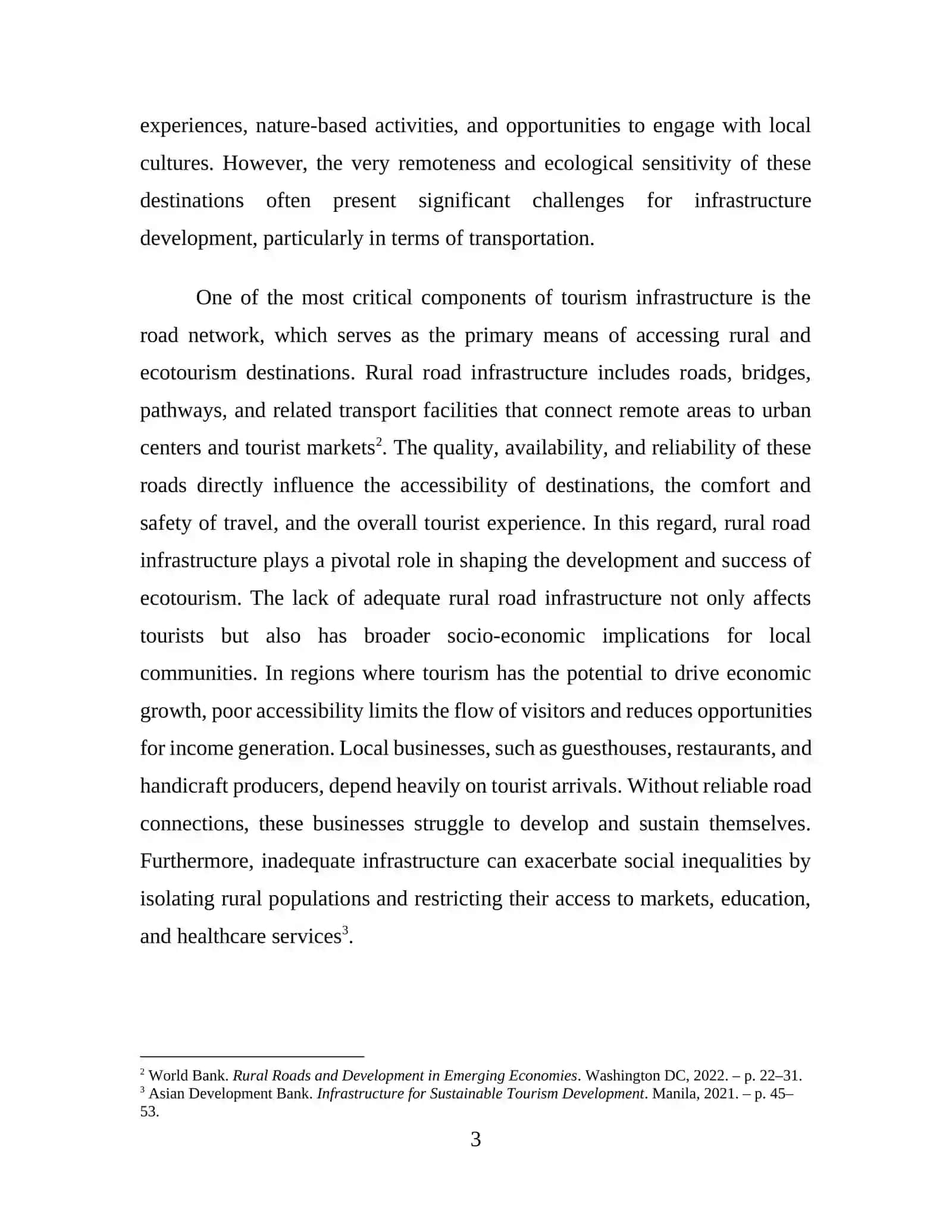 Challenges in rural road infrastructure and their impact on ecotourism development 3