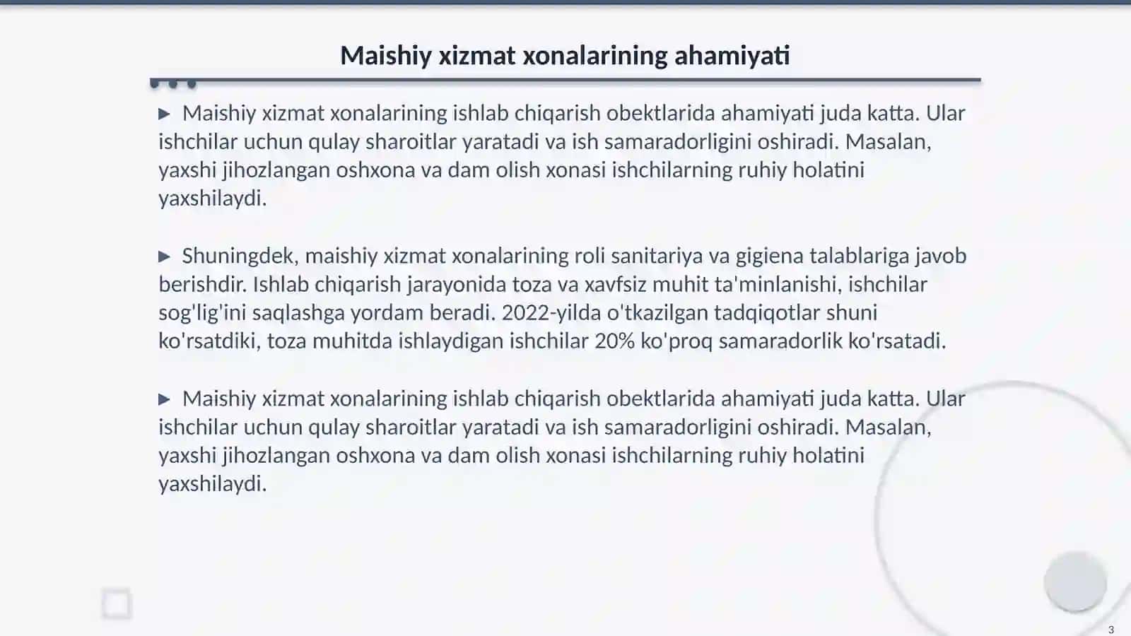 Ishlab chiqarish obektlarida maishiy xizmat xonalar loyixalarini ekspertizasi va xulosa berish 3