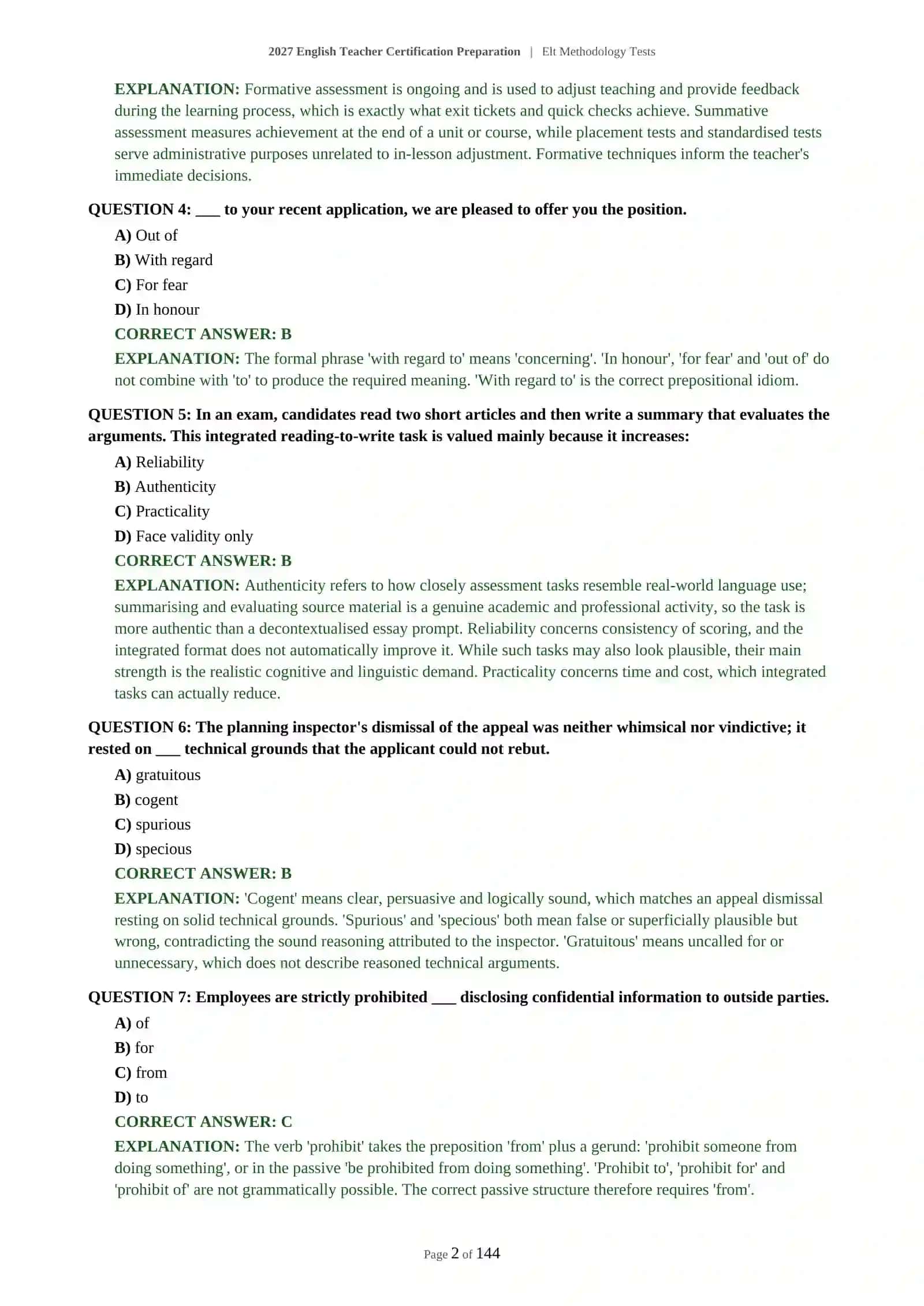 2027 English Teacher Certification Preparation | Elt Methodology Tests 3