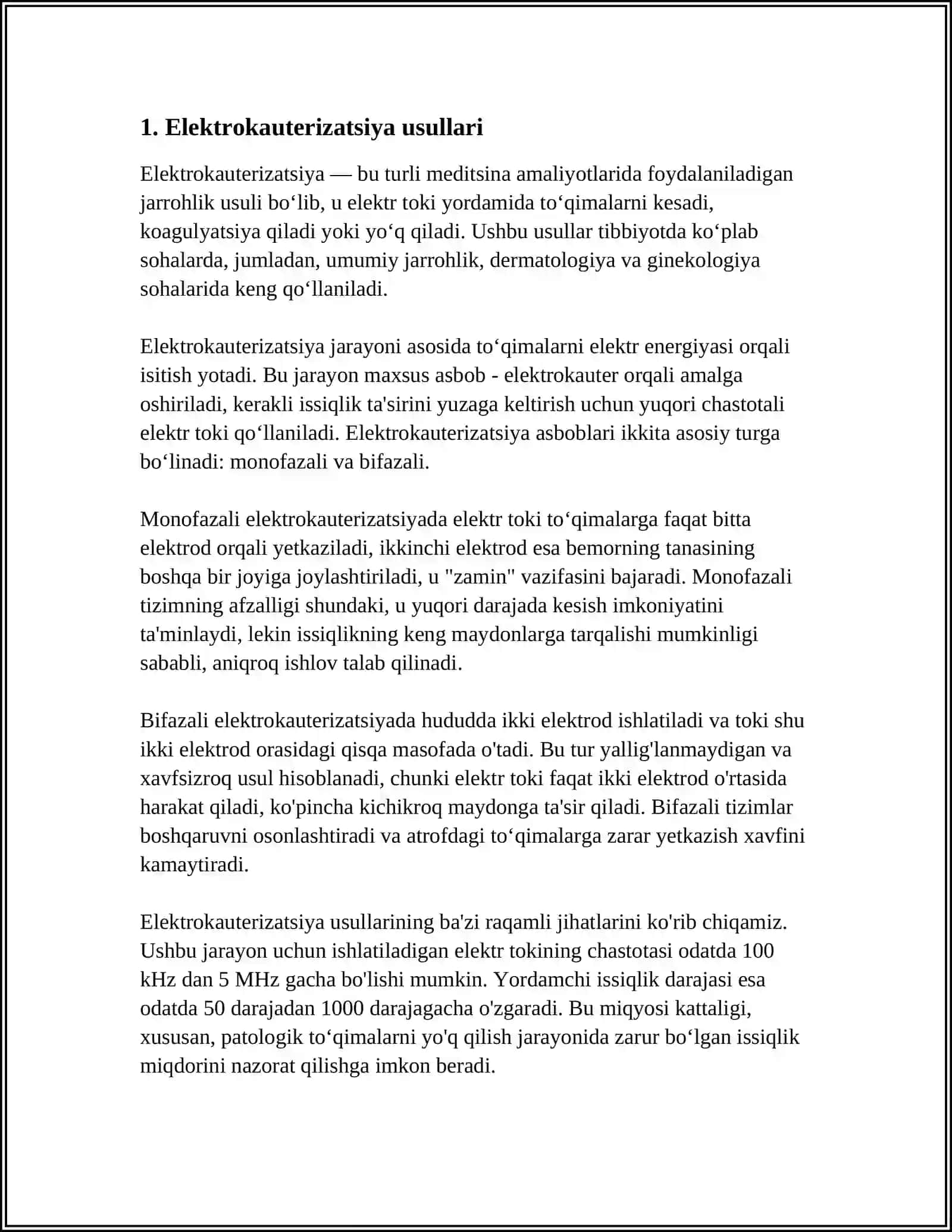 YUQORI CHASTOTALI FIZIOTERAPEVTIK ELEKTRON APPARATLAR. ELEKTROXIRURGIYA APPARATLARI 3