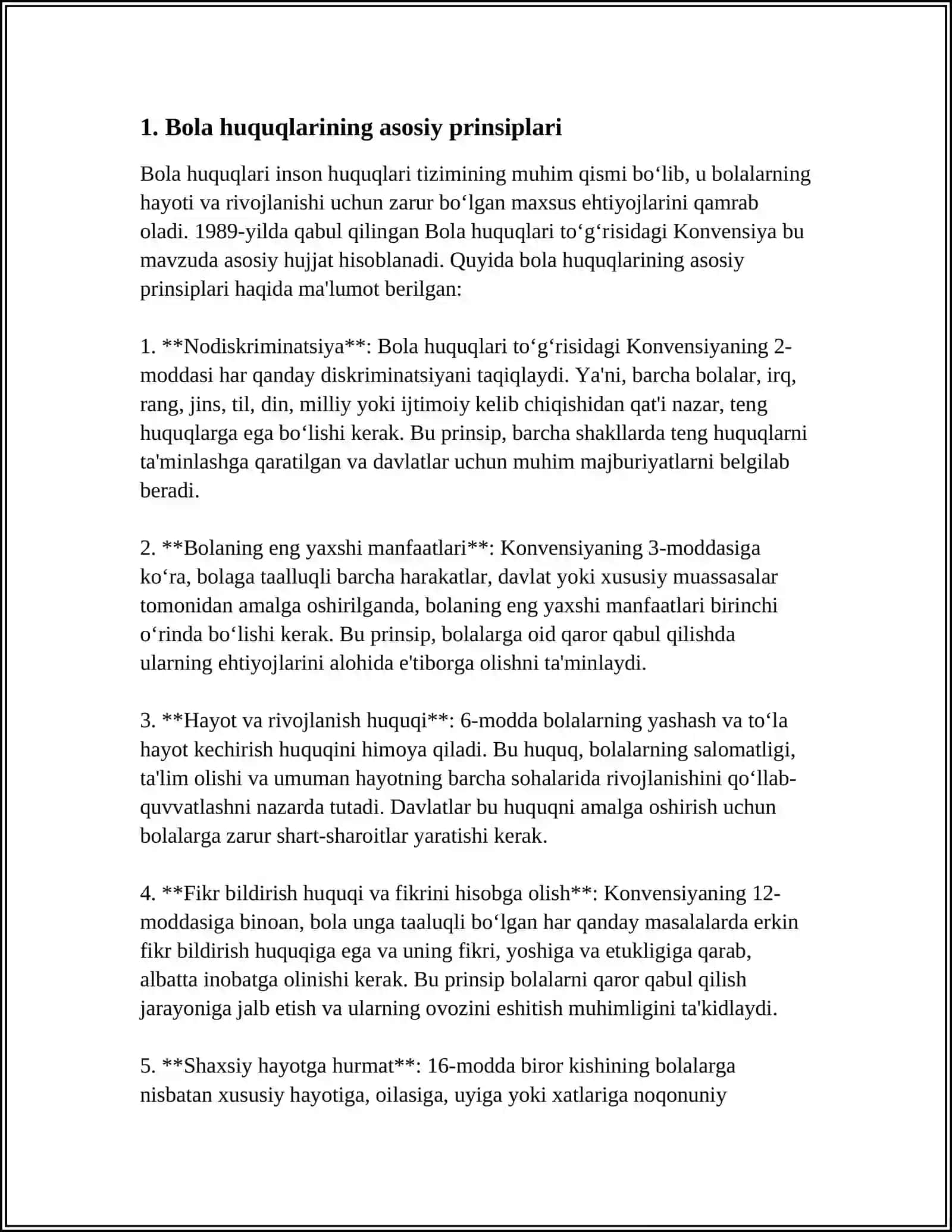 MUSTAQIL ISH Mavzu: BOLA XUQUQLARI TOʻGʻRISIDAGI QONUN 3