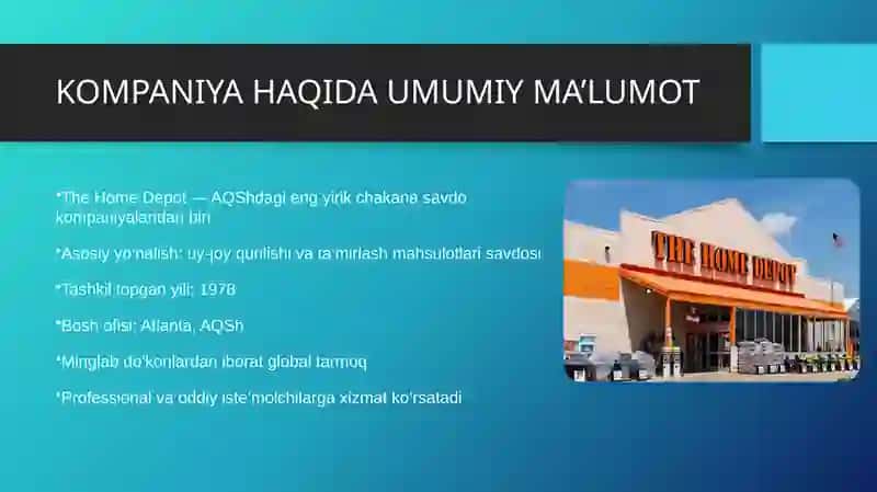 THE HOME DEPOT KOMPANIYASINING XALQARO MARKETING STRATEGIYASI 3