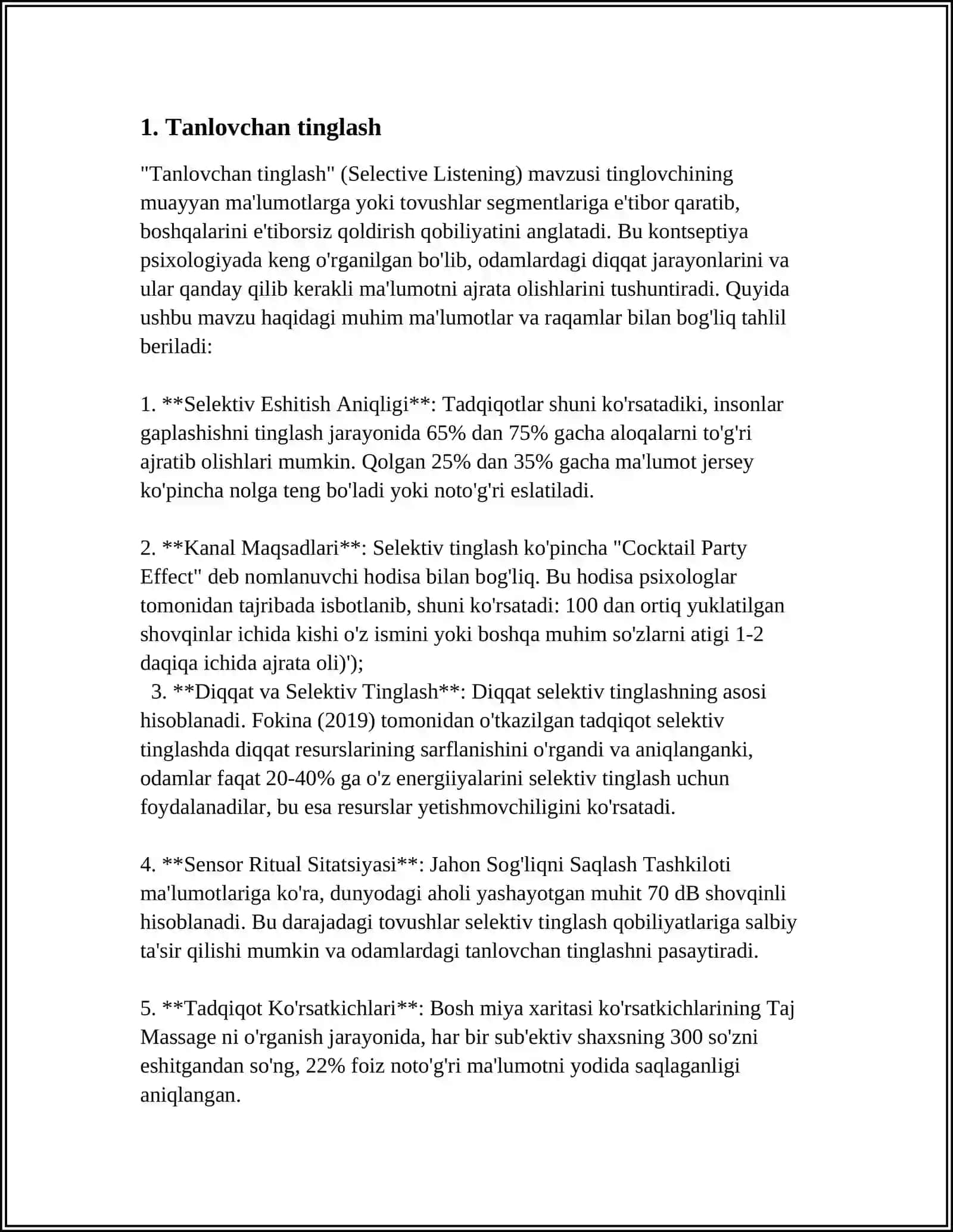 Tanlovchan tinglash 3