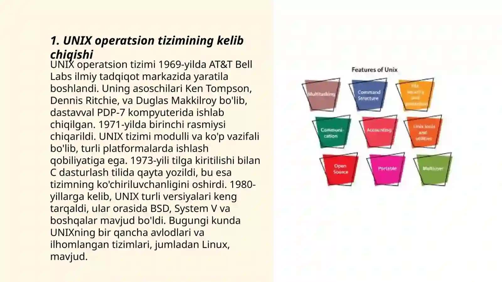 UNIX operatsion tizimlarining rivojlanishi va ishlash prinsipi 3