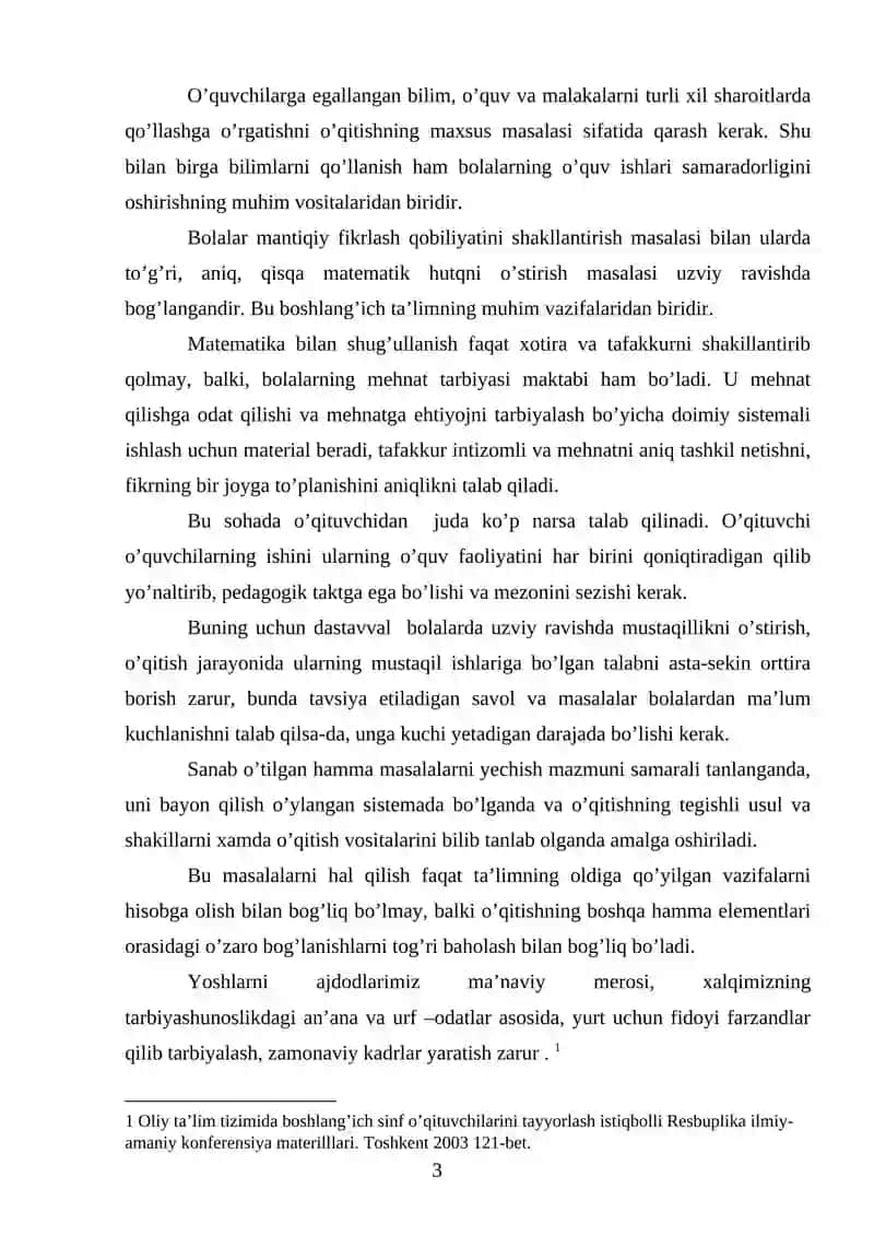 BOSHLANG’ICH SINF O’QUVCHILARIGA QOLDIQLI BO’LISH MALAKASINI SHAKLLANTIRISH METODIKASI 3